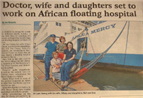 Dr Leo Cheng and family volunteer on board the world's largest floating hospital
